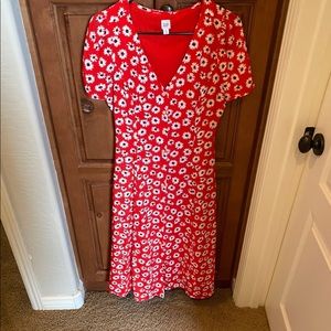 GAP Red Daisy Floral Button-Up Dress
